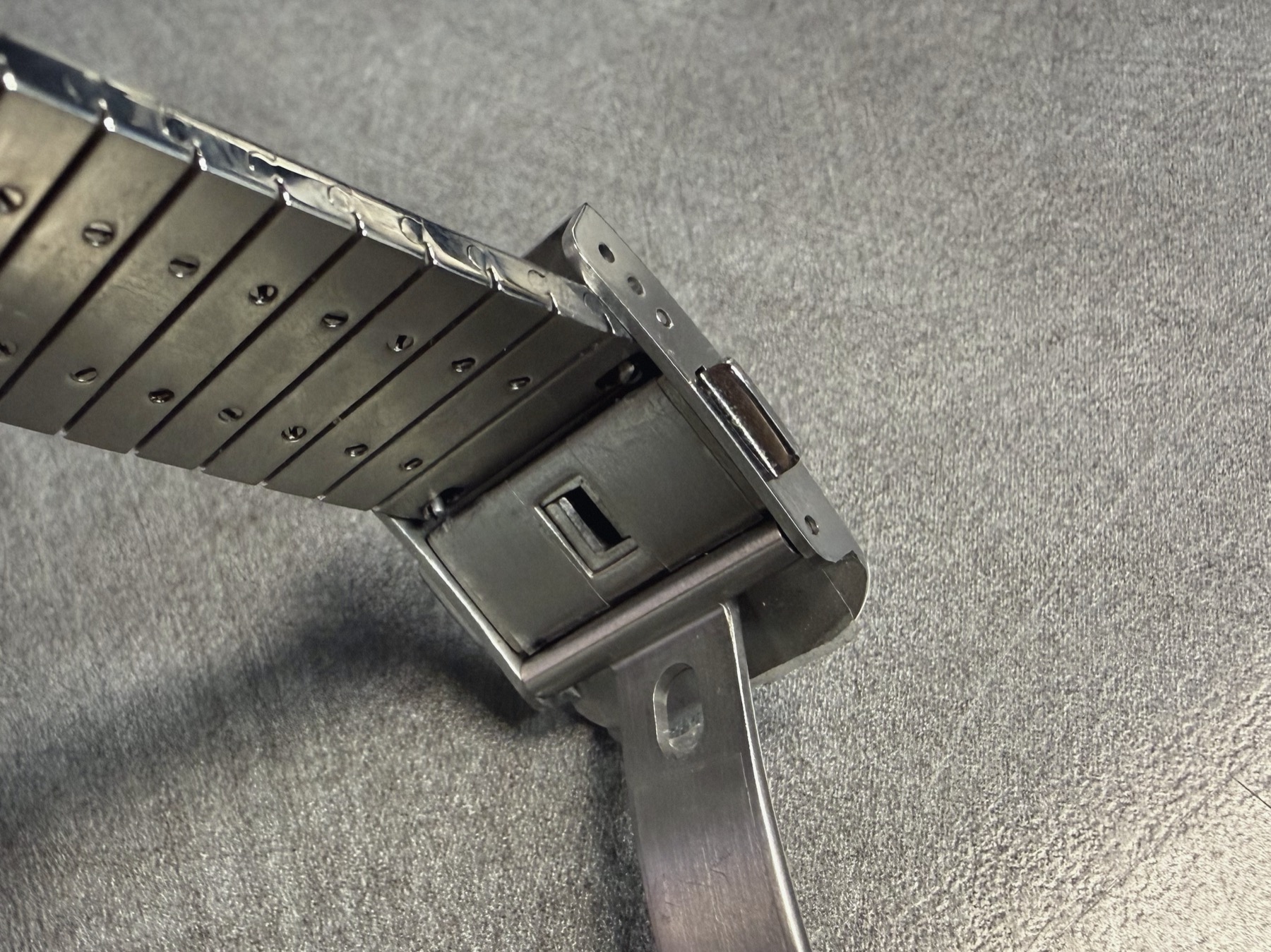 Close-up of the micro-adjust holes on the clasp